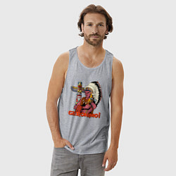 Майка мужская хлопок Суровый индеец, цвет: меланж — фото 2