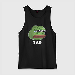 Майка мужская хлопок Sad Pepe art, цвет: черный