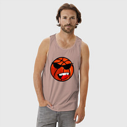 Майка мужская хлопок Баскетбольный мяч в очках, цвет: пыльно-розовый — фото 2