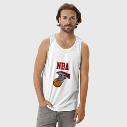 Майка мужская хлопок Basketball - NBA logo, цвет: белый — фото 2