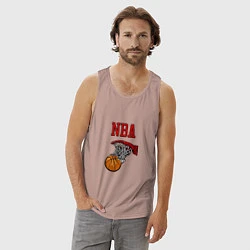 Майка мужская хлопок Basketball - NBA logo, цвет: пыльно-розовый — фото 2