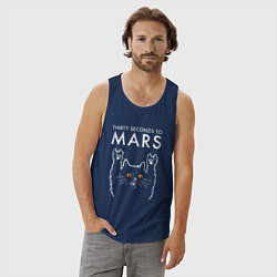 Майка мужская хлопок Thirty Seconds to Mars rock cat, цвет: тёмно-синий — фото 2