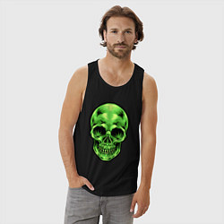 Майка мужская хлопок Зеленый кислотный череп, цвет: черный — фото 2