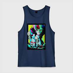 Майка мужская хлопок Ребекка давит - Киберпанк аниме, цвет: тёмно-синий