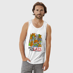 Майка мужская хлопок Сколько котов вы видите?, цвет: белый — фото 2