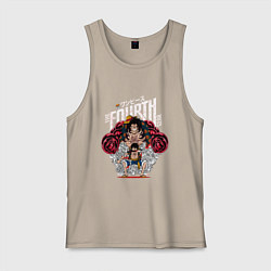 Майка мужская хлопок Луффи 4 гир - Упругий человек, цвет: миндальный