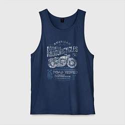 Майка мужская хлопок Мотоцикл ретро, цвет: тёмно-синий