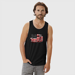 Майка мужская хлопок Флаг США с хоккеистом, цвет: черный — фото 2