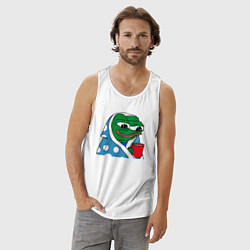 Майка мужская хлопок Frog Pepe мем, цвет: белый — фото 2