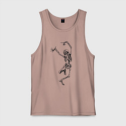 Майка мужская хлопок Скелет и балет, цвет: пыльно-розовый