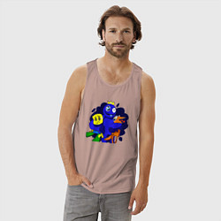 Майка мужская хлопок Радужные друзья: все персонажи, цвет: пыльно-розовый — фото 2