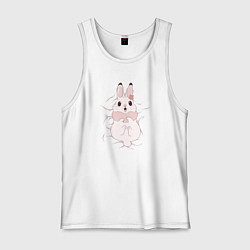 Майка мужская хлопок Cute white rabbit, цвет: белый