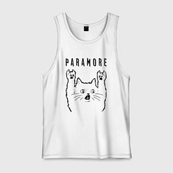 Майка мужская хлопок Paramore - rock cat, цвет: белый