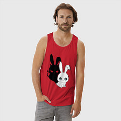 Майка мужская хлопок Милый кролик - ангелочек или дьяволёнок?, цвет: красный — фото 2