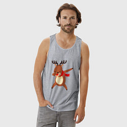 Майка мужская хлопок Новогодний олень дэб, цвет: меланж — фото 2