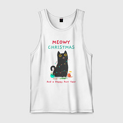 Мужская майка Meowy Christmas and a happy purr year