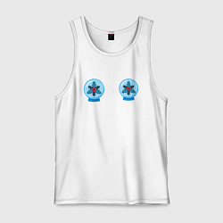 Майка мужская хлопок Омела в снежных шарах на груди, цвет: белый