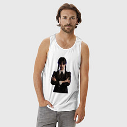 Майка мужская хлопок Уэнсдей Аддамс, цвет: белый — фото 2