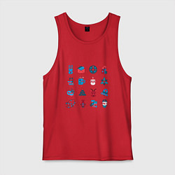 Майка мужская хлопок Новогодние символы минимализм, цвет: красный