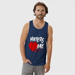 Майка мужская хлопок Haters love me, цвет: тёмно-синий — фото 2