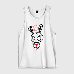 Майка мужская хлопок Слушай своё сердце - rabbit, цвет: белый