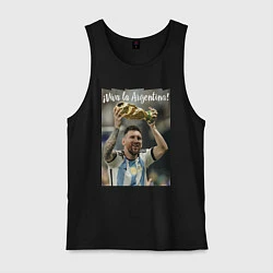 Майка мужская хлопок Lionel Messi - world champion - Argentina, цвет: черный