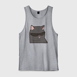 Мужская майка Серый котик в очках