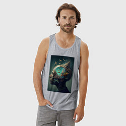 Майка мужская хлопок Мысли о море, цвет: меланж — фото 2