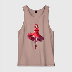 Мужская майка Аниме девушка в красном платье