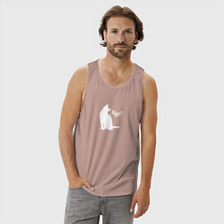 Майка мужская хлопок Кот мур мур, цвет: пыльно-розовый — фото 2