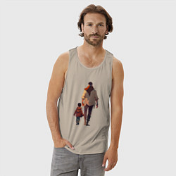 Майка мужская хлопок Отец вместе с сыном, цвет: миндальный — фото 2