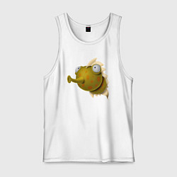 Майка мужская хлопок Забавная рыба, цвет: белый