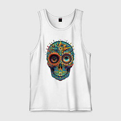 Майка мужская хлопок Mexican skull, цвет: белый