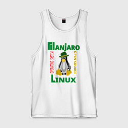 Майка мужская хлопок Линукс пингвин в шляпе, цвет: белый