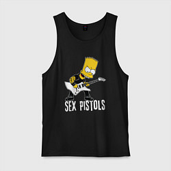 Майка мужская хлопок Sex Pistols Барт Симпсон рокер, цвет: черный