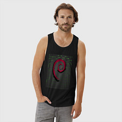 Майка мужская хлопок Debian Linux, цвет: черный — фото 2