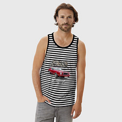 Майка мужская хлопок Маслкар Ford Mustang, цвет: черная тельняшка — фото 2