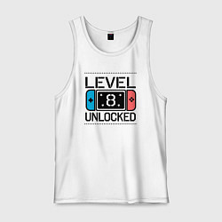 Майка мужская хлопок Level 8 unlocked, цвет: белый