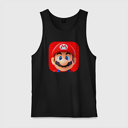 Майка мужская хлопок Марио лого, цвет: черный