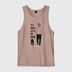 Майка мужская хлопок Its okay lets go home, цвет: пыльно-розовый