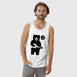 Майка мужская хлопок Мишка любит музыку, цвет: белый — фото 2