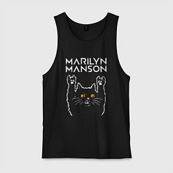Майка мужская хлопок Marilyn Manson rock cat, цвет: черный