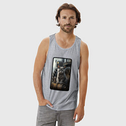 Майка мужская хлопок Челябинск котик, цвет: меланж — фото 2