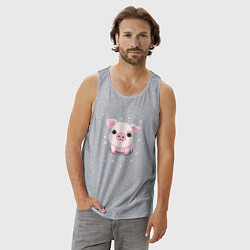 Майка мужская хлопок Пухляш, цвет: меланж — фото 2