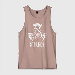 Майка мужская хлопок STALKER противогаз, цвет: пыльно-розовый