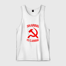 Майка мужская хлопок Sharing is caring, цвет: белый