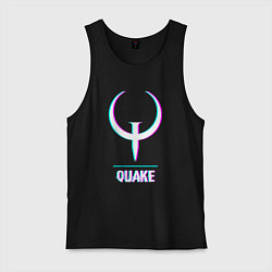 Майка мужская хлопок Quake в стиле glitch и баги графики, цвет: черный