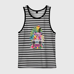 Мужская майка Розовая коала с бумбоксом и тропическими листьями