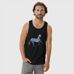 Майка мужская хлопок Андалузская лошадь, цвет: черный — фото 2