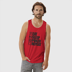 Майка мужская хлопок Eat, sleep, poker, repeat, цвет: красный — фото 2